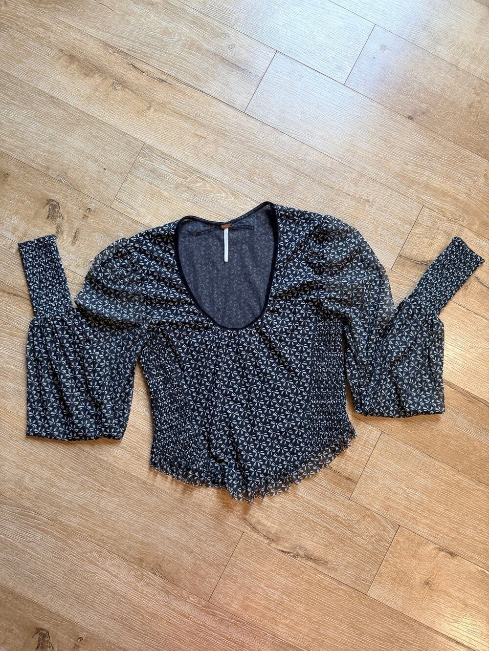 Free People Dottie Printed Long Sleeve Knit Top